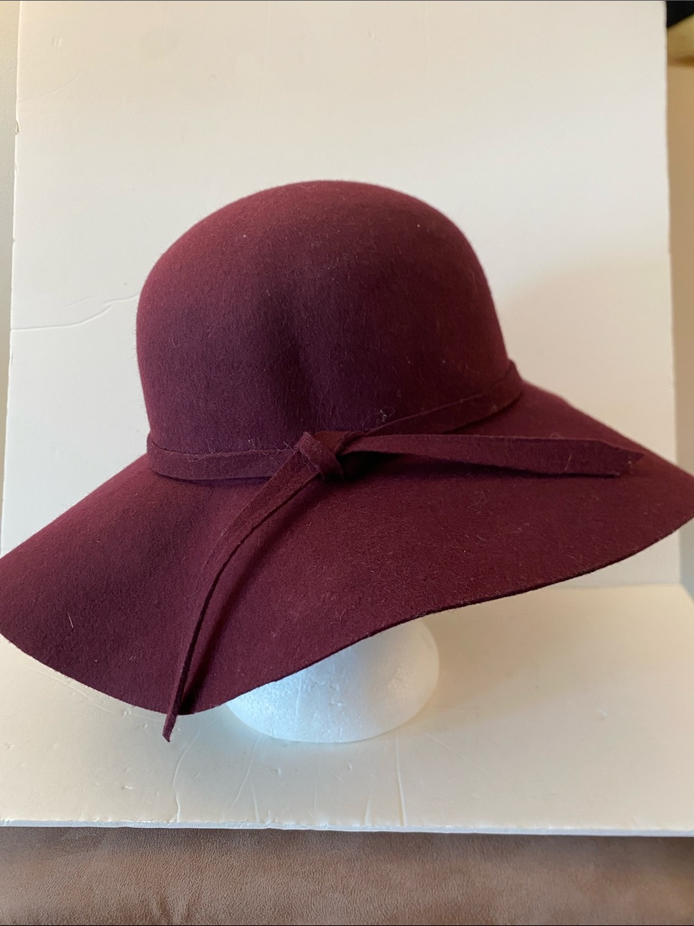 Women's Wide Brim Wool Felt Floppy Hat in Burgundy Bohemian Boho